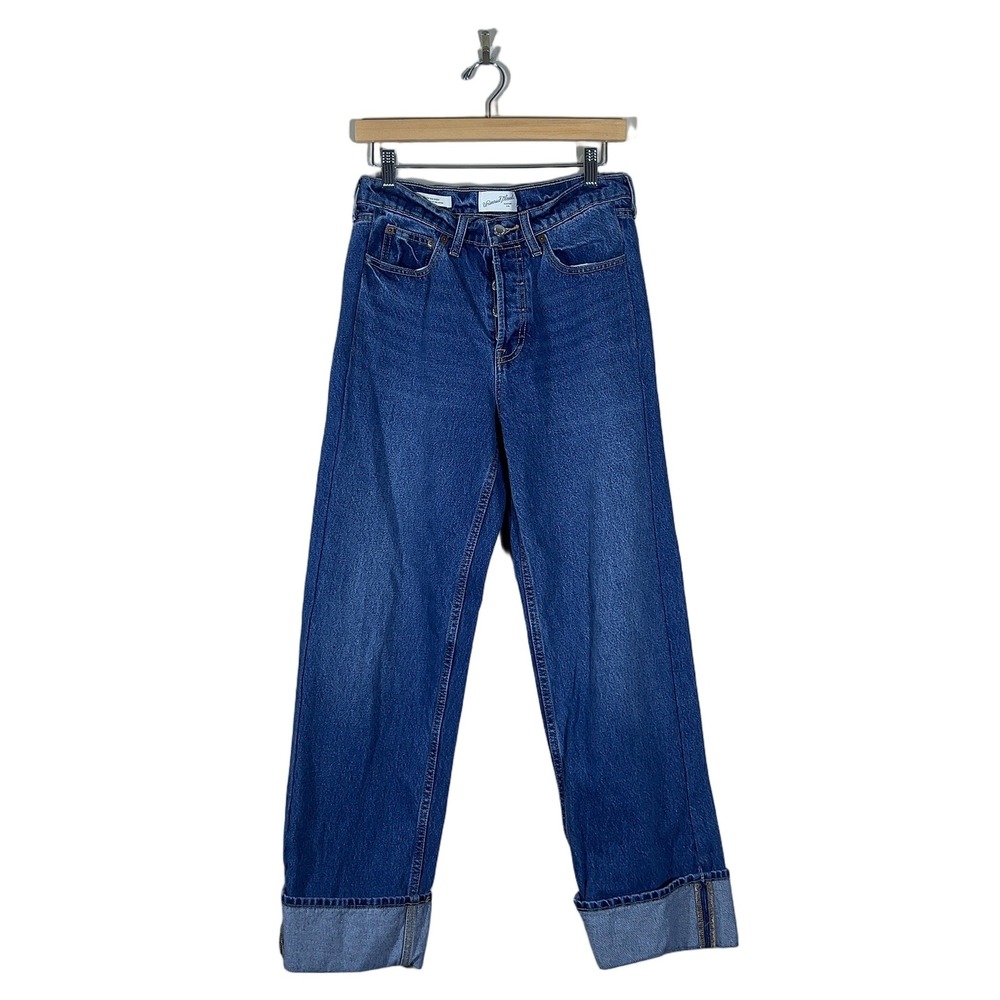 Universal Thread Mid-Rise 90s Baggy Solid Jeans Blue Retro Wide Leg Size 4R